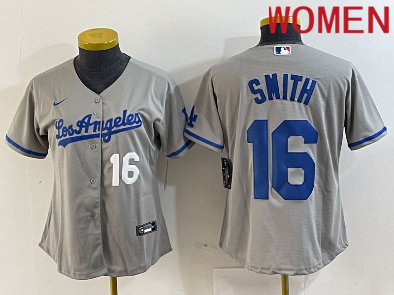 Women Los Angeles Dodgers #16 Smith Grey Game Nike 2024 MLB Jersey style 5->->Women Jersey